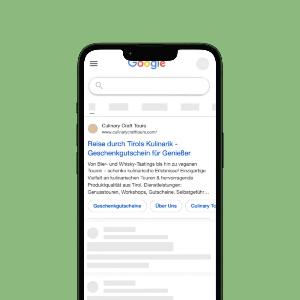 Culinary Craft Tours Google Ads search result — gift voucher ad