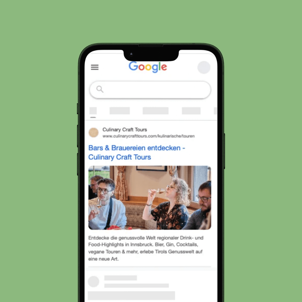 Culinary Craft Tours Google Ads search result — bars & breweries ad